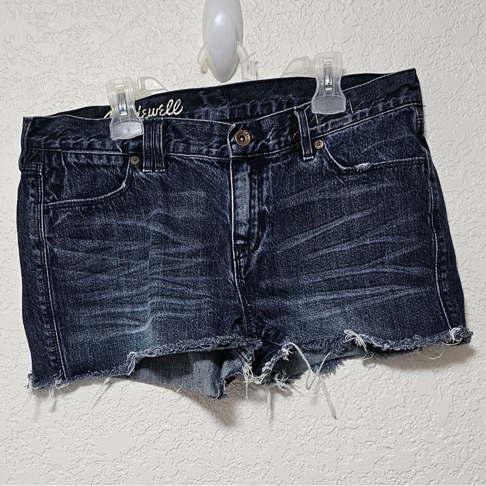 Madewell Women's Denim Shorts Cotton Medium Dark Wash Raw Cut Frayed HemSize 29
